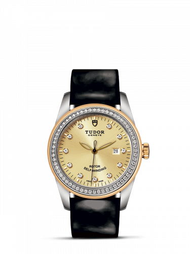Glamour Date 31 Stainless Steel / Yellow Gold / Diamond / Champagne-Diamond / Strap