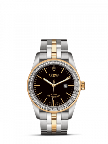 Glamour Date 31 Stainless Steel / Yellow Gold / Diamond / Black / Bracelet