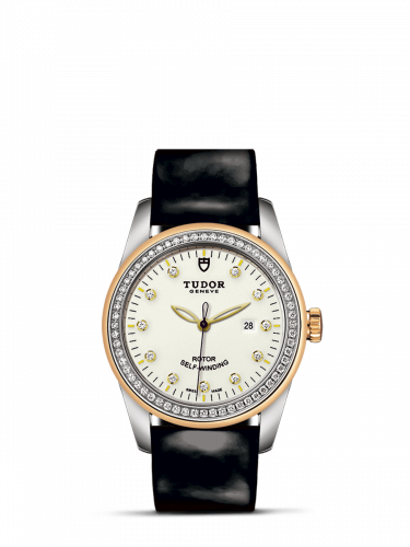 Glamour Date 31 Stainless Steel / Yellow Gold / Diamond / Opaline-Diamond / Strap