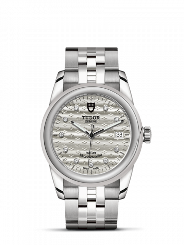 Glamour Date 36 Stainless Steel / Jacquard Silver-Diamond / Bracelet