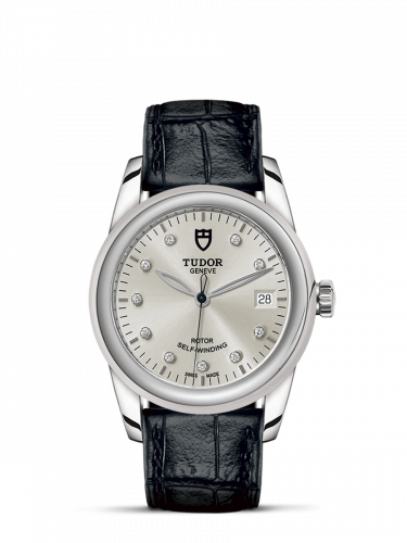 Glamour Date 36 Stainless Steel / Silver-Diamond / Strap