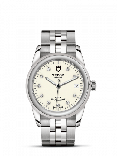 Glamour Date 36 Stainless Steel / Opaline-Diamond / Bracelet