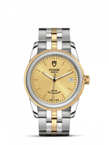 Glamour Date 36 Stainless Steel / Yellow Gold / Champagne / Bracelet