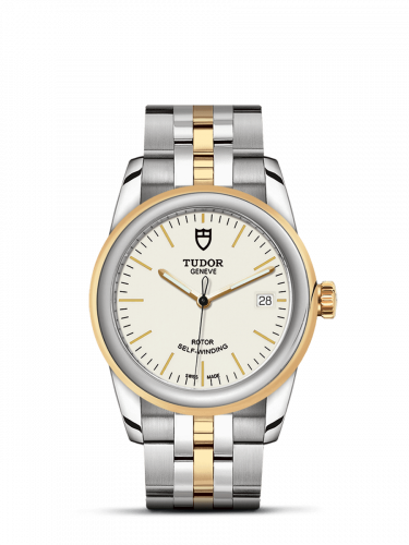 Glamour Date 36 Stainless Steel / Yellow Gold / Opaline / Bracelet