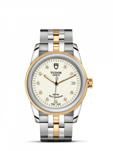 Glamour Date 36 Stainless Steel / Yellow Gold / Opaline-Diamond / Bracelet
