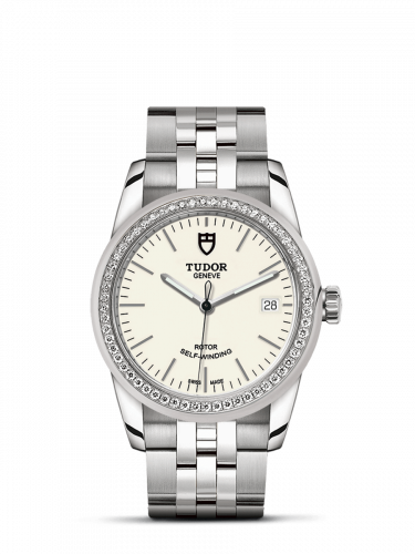 Glamour Date 36 Stainless Steel / Diamond / Opaline / Bracelet
