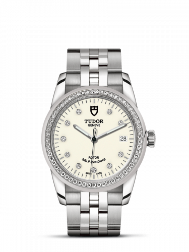 Glamour Date 36 Stainless Steel / Diamond / Opaline-Diamond / Bracelet
