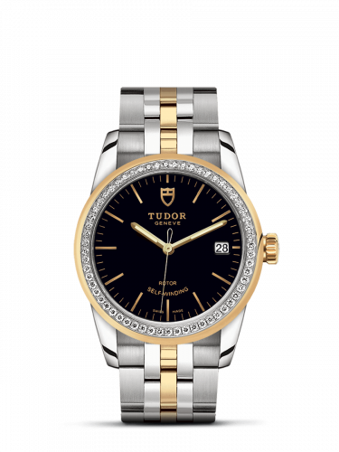 Glamour Date 36 Stainless Steel / Yellow Gold / Diamond / Black / Bracelet