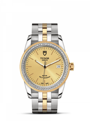 Glamour Date 36 Stainless Steel / Yellow Gold / Diamond / Champagne / Bracelet