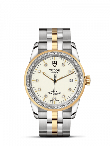 Glamour Date 36 Stainless Steel / Yellow Gold / Diamond / Opaline-Diamond / Bracelet