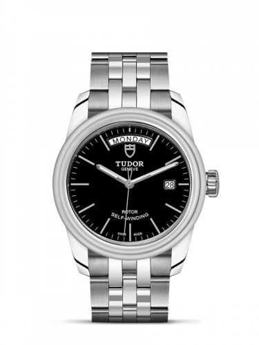 Glamour Day + Date Stainless Steel / Black / Bracelet