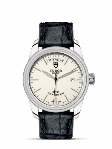 Glamour Day + Date Stainless Steel / Opaline/ Strap