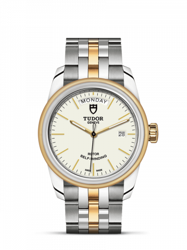 Glamour Day + Date Stainless Steel / Yellow Gold / Opaline/ Bracelet