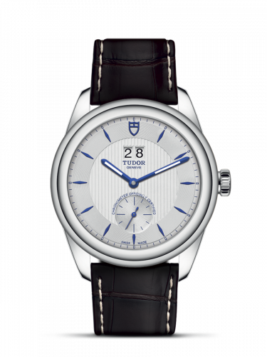 Glamour Double Date Stainless Steel / Silver-Blue / Strap