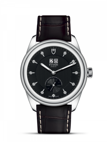 Glamour Double Date Stainless Steel / Black-Diamond / Strap
