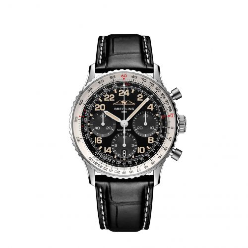 Navitimer B02 Chronograph 41 Cosmonaute Stainless Steel - Platinum / Black / Alligator - Folding