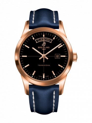 Transocean Day & Date Red Gold / Black / Calf / Pin