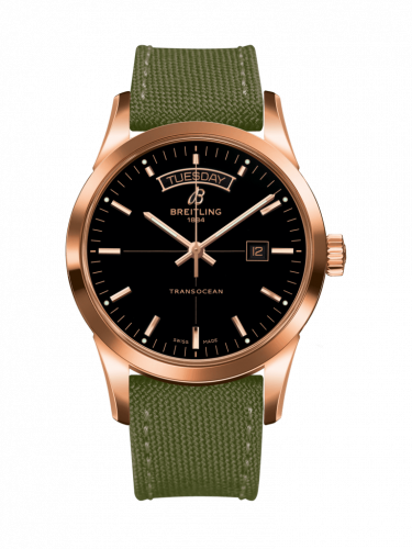 Transocean Day & Date Red Gold / Black / Military / Pin