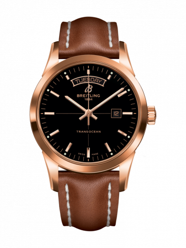 Transocean Day & Date Red Gold / Black / Calf / Pin