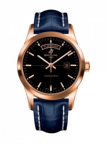 Transocean Day & Date Red Gold / Black / Croco / Pin