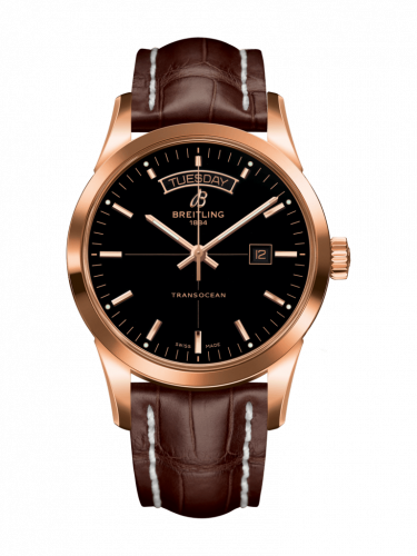 Transocean Day & Date Red Gold / Black / Croco / Folding