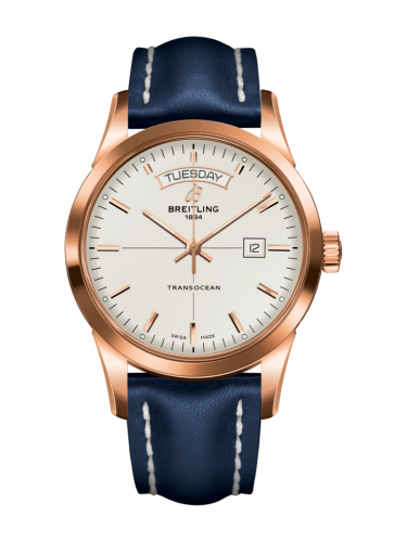 Transocean Day & Date Red Gold / Silver / Calf / Pin