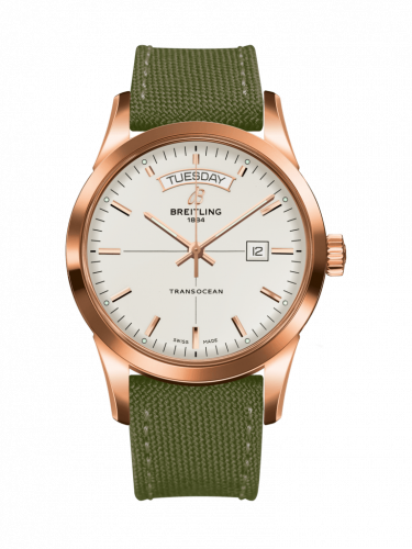 Transocean Day & Date Red Gold / Silver / Military / Pin