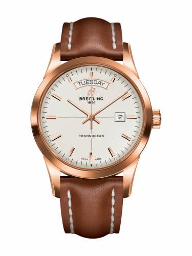Transocean Day & Date Red Gold / Silver / Calf / Pin