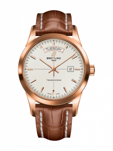 Transocean Day & Date Red Gold / Silver / Croco / Pin