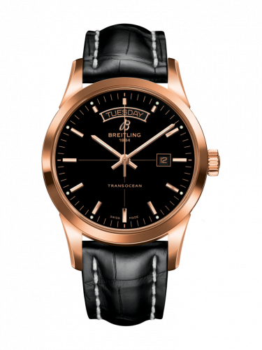 Transocean Day & Date Red Gold / Black / Croco / Pin