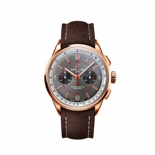 Premier B01 Chronograph 42 Red Gold / Grey / Nubuck / Wheels & Waves