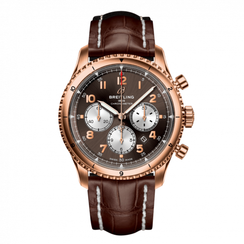 Aviator 8 B01 Chronograph 43 Red Gold / Bronze / Alligator / Folding