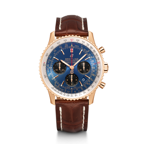 Navitimer 1 B01 Chronograph 43 Red Gold / Blue / Croco / Pin