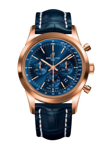 Transocean Chronograph Red Gold / Blue / Croco
