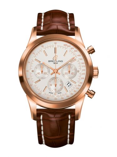 Transocean Chronograph Red Gold / Silver / Croco