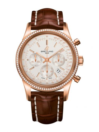 Transocean Chronograph Red Gold / Diamond / Silver / Croco