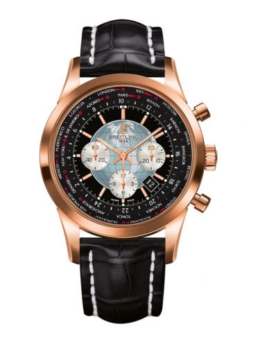 Transocean Chronograph Unitime Red Gold / Black / Croco