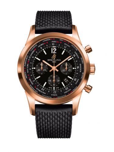 Transocean Chronograph Unitime Pilot Red Gold / Black / Rubber