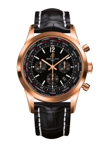 Transocean Chronograph Unitime Pilot Red Gold / Black / Croco
