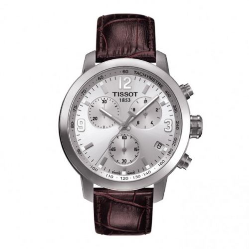 PRC 200 Quartz Chronograph Silver Brown Leather