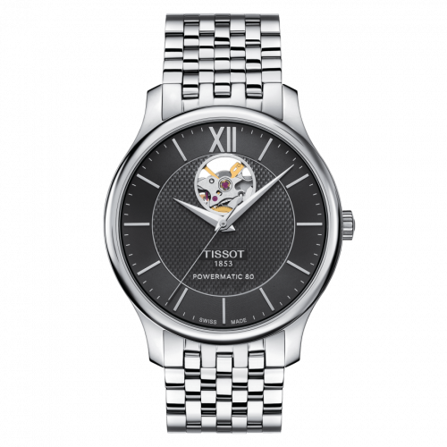 Tradition Powermatic 80 Open Heart 40 Stainless Steel / Black / Bracelet