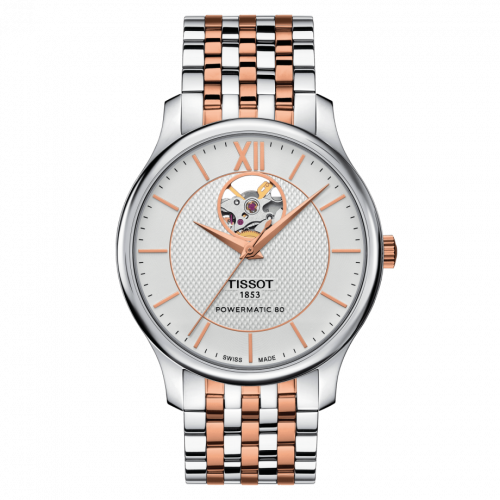 Tradition Powermatic 80 Open Heart 40 Stainless Steel / Rose Gold PVD / Silver / Bracelet