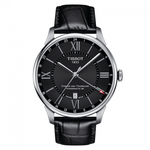 Chemin Des Tourelles Powermatic 80 GMT 42 Stainless Steel / Black / Strap