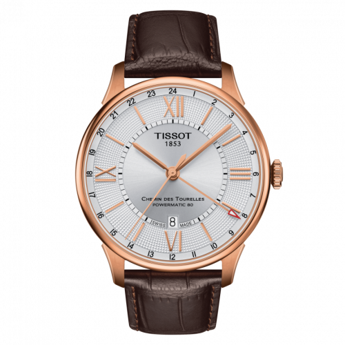 Chemin Des Tourelles Powermatic 80 GMT 42 Rose Gold PVD / Silver / Strap