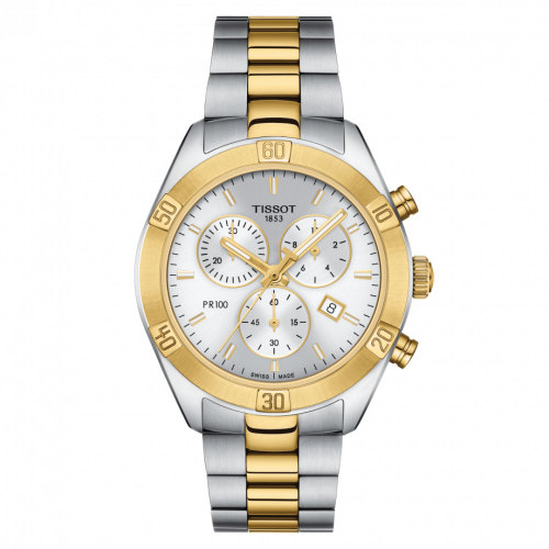 PR 100 Sport Chic Chronograph 38 Stainless Steel / Yellow Gold PVD / Silver / Bracelet