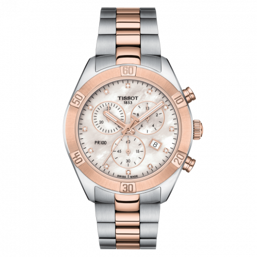 PR 100 Sport Chic Chronograph 38 Stainless Steel / Rose Gold PVD / MOP / Bracelet