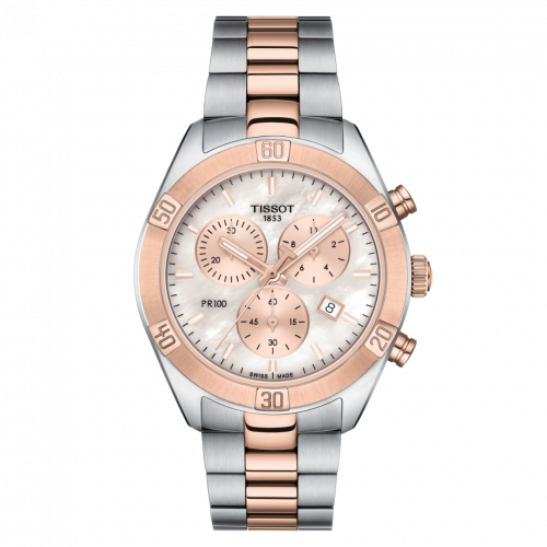 PR 100 Sport Chic Chronograph 38 Stainless Steel / Rose Gold PVD / MOP / Bracelet
