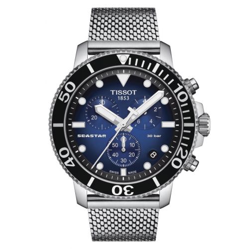 Seastar 1000 Chronograph Quartz 45.5 Stainless Steel / Gradient Blue / Mesh