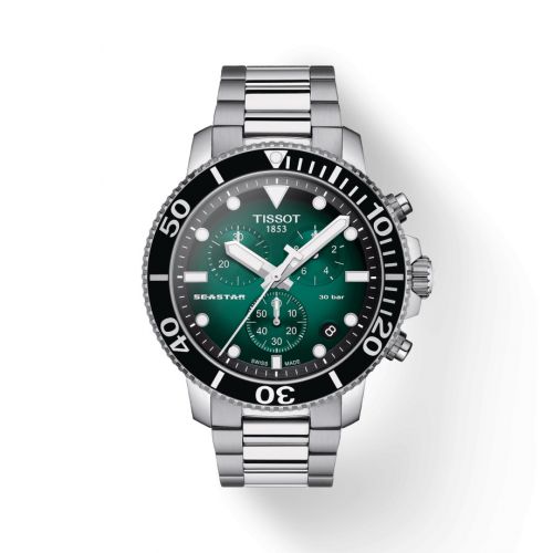 Seastar 1000 Chronograph Quartz 45.5 Stainless Steel / Green Gradient / Bracelet