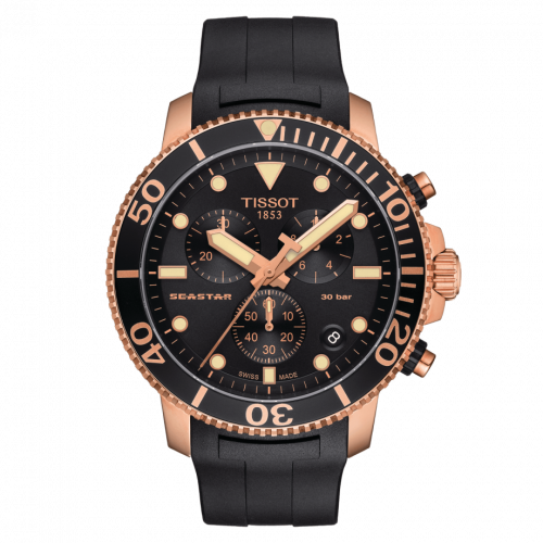 Seastar 1000 Chronograph Quartz 45.5 Rose Gold PVD / Black / Rubber